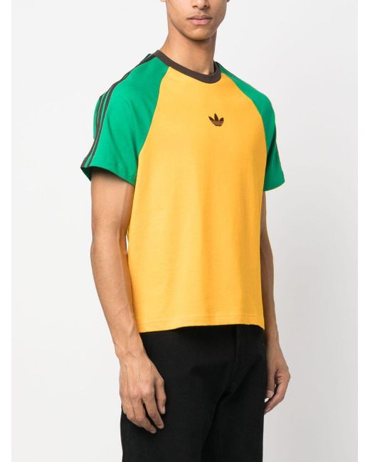 adidas X Wales Bonner Logo-embroidered T-shirt in Yellow | Lyst