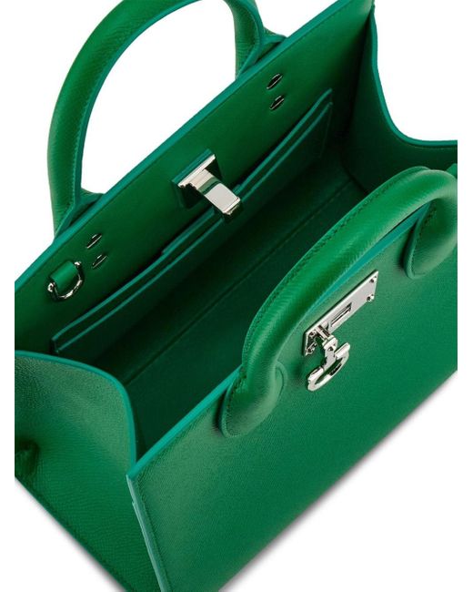 Ferragamo Green Small Studio Box Tote Bag