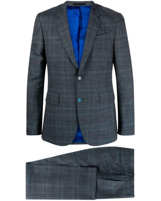 Paul Smith Blue Plaid-check Single-breasted Wool Suit for men