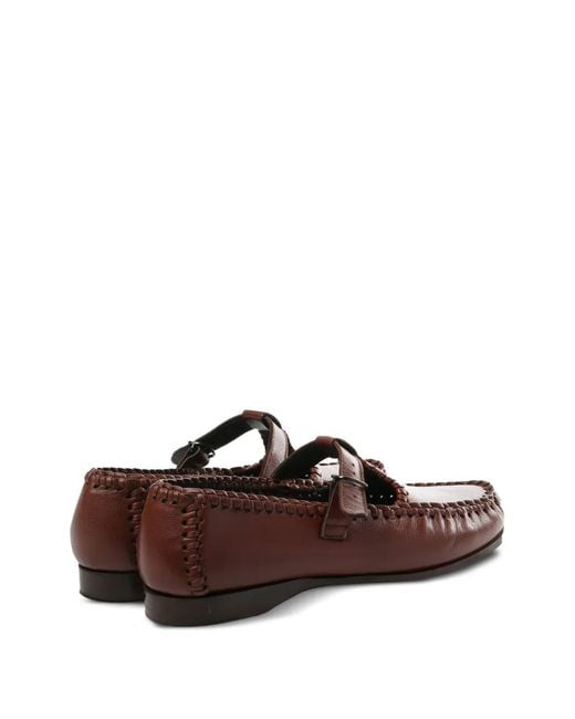 Hereu Brown Buckle Braided Shoes