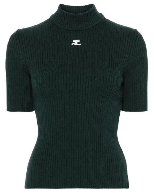 Courreges Green Reedition Rib-Knit Sweater