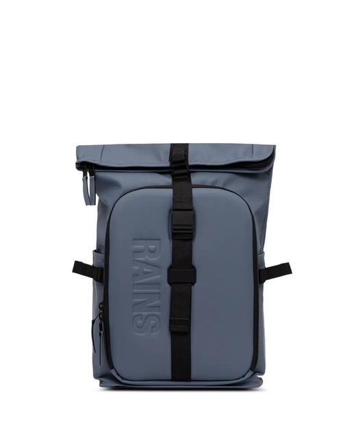 Rains Blue Logo-Embossed Roll-Top Backpack