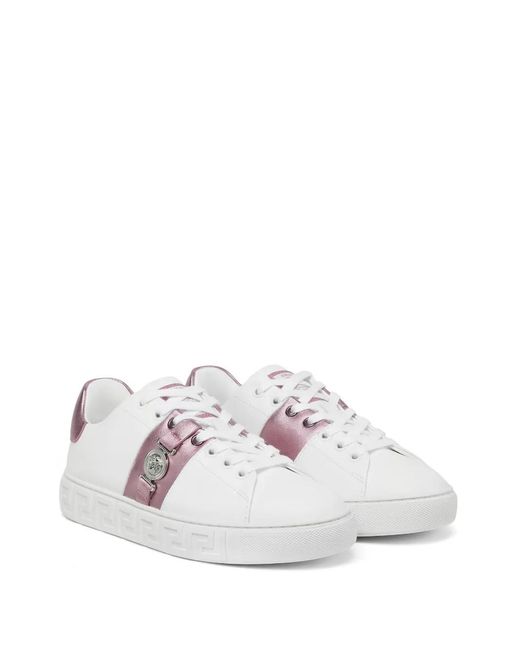 Versace White Greca Embellished Sneakers