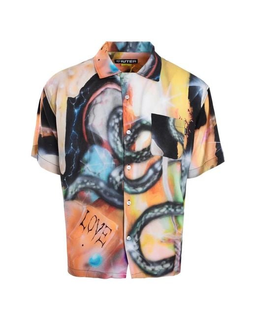 Iuter Blue Slime Button-Up Cottton Shirt for men
