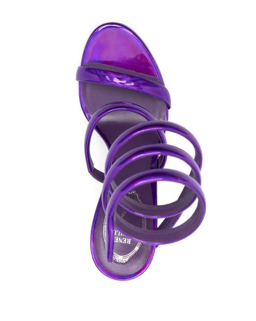 Rene Caovilla Purple Cleo 110mm Metallic-finish Sandals