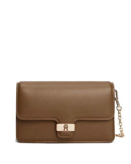 Tommy Hilfiger Brown Logo-Detail Cltuch Bag