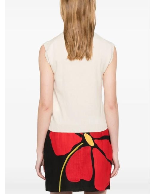 Marni White Argyle-Pattern Vest
