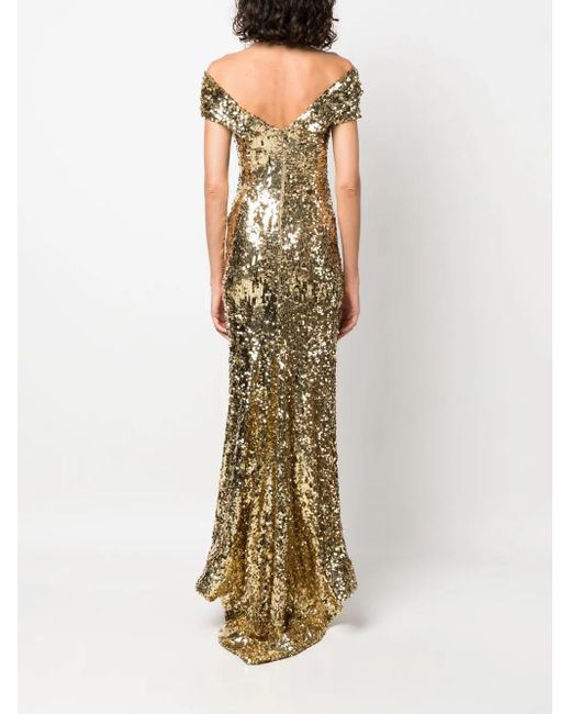 Atu Body Couture Metallic Sequin-Embellished Gown