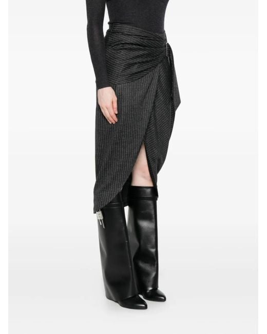 Isabel Marant Black Pinstripe Belted Wrap Skirt
