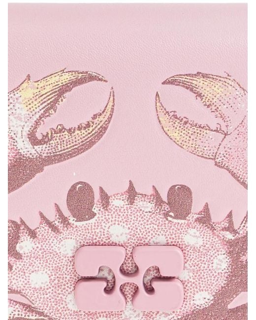Ganni Pink Crab-Print Butterfly Wallet