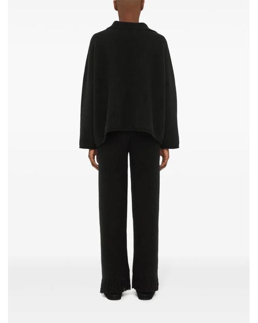 Alanui Black Knitted Cashmere-Blend Polo Shirt