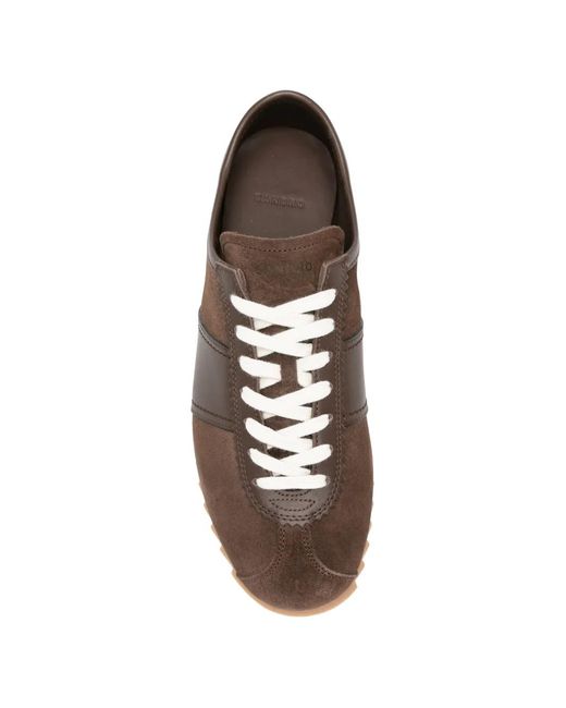Sandro Brown Low-Top Leather And Suede Sneakers for men