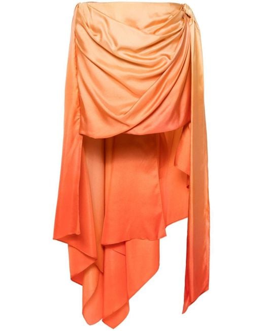 Zimmermann Orange Ombré Draped Midi Skirt