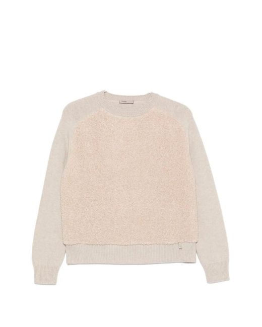 Herno Natural Bouclé-Panel Wool Sweater
