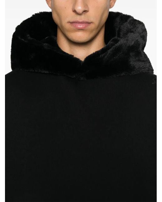 Marni Black Fur-Hood Sweatshirt for men