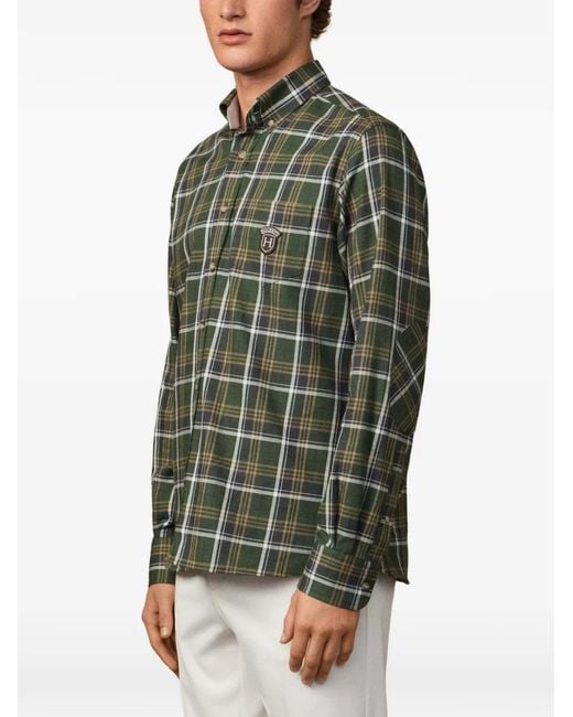 Hackett Kariertes Hemd Mit Ellenbogen-Patch in Green für Herren