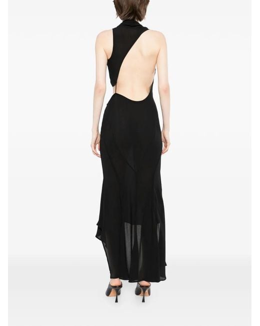 Yehuafan Black Cut-Out Asymmetric Dress