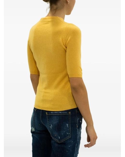 LA ROSE Yellow Crew-Neck Sweater