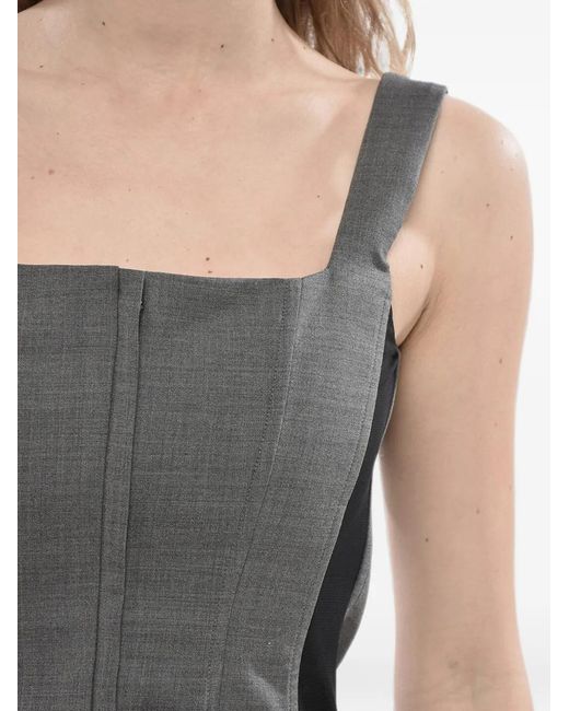 GIUSEPPE DI MORABITO Gray Square-Neck Corset Top
