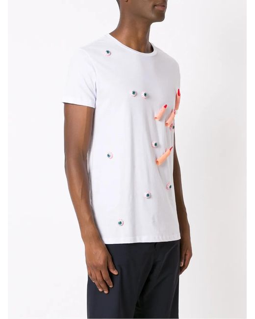 Amir Slama White Appliqué-Detail Cotton T-Shirt