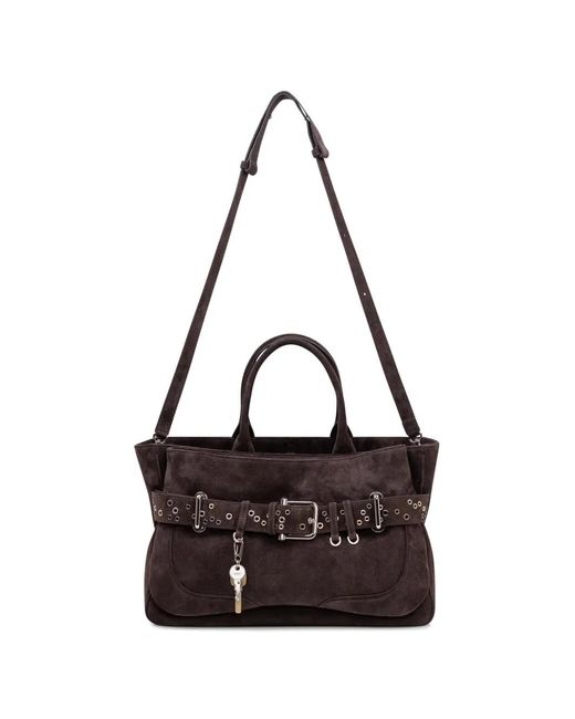 OSOI Brown Eyelet Belted Tote