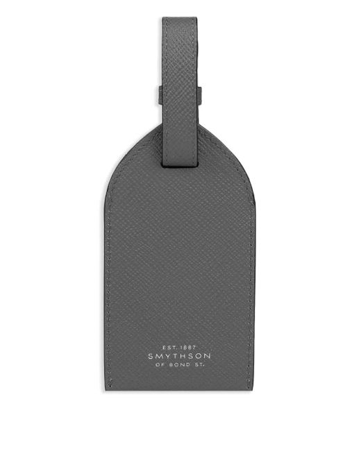 Smythson Gray Leather Luggage Tag