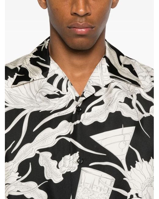 Amiri White Floral-Print Short-Sleeved Shirt for men