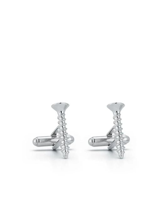 Mateo White Screw Shape Cufflinks for men