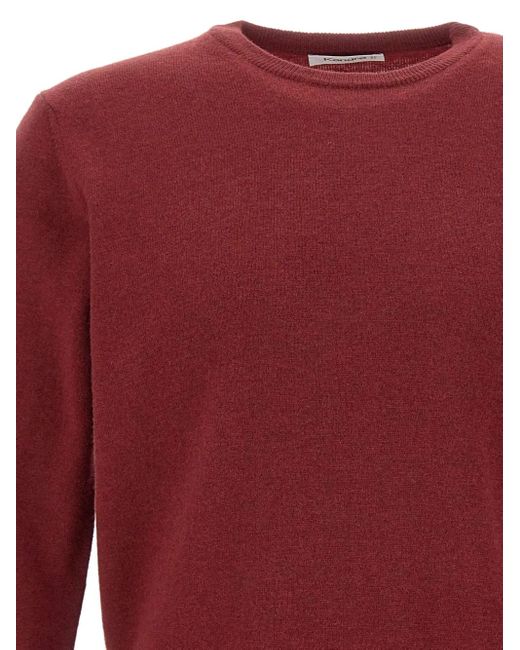 Kangra Red Ribbed Crew-Neck Sweater for men