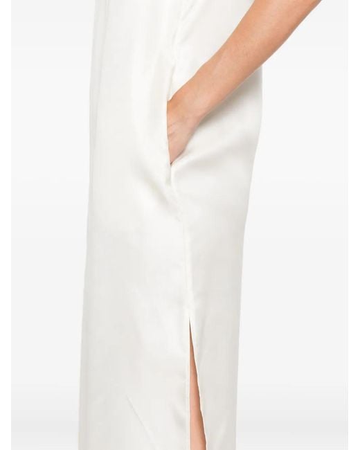 Loulou de Saison White Nada Side-Split Slip Midi Dress
