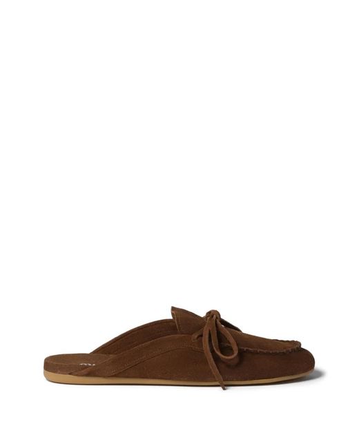 Miu Miu Brown Suede Deck Mules