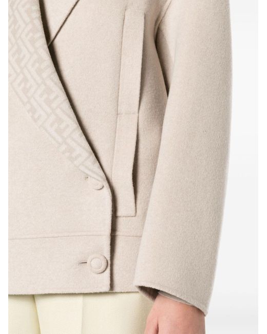 Fendi Natural Ff-print Wool-blend Jacket