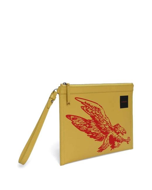 メンズ Lanvin プリント クラッチバッグ Yellow