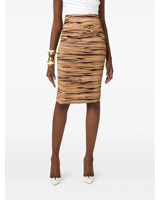Elisabetta Franchi Natural Jersey Skirt With Tiger Print