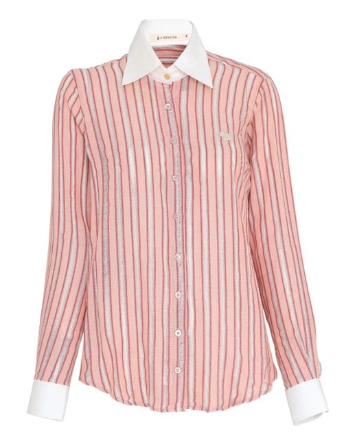Lethicia Bronstein Pink Gestreiftes Hemd mit Stickerei