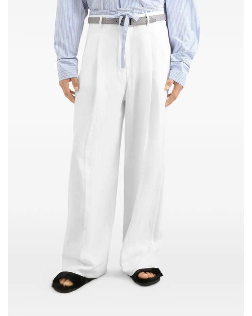 Dolce & Gabbana White Pleated Trousers for men