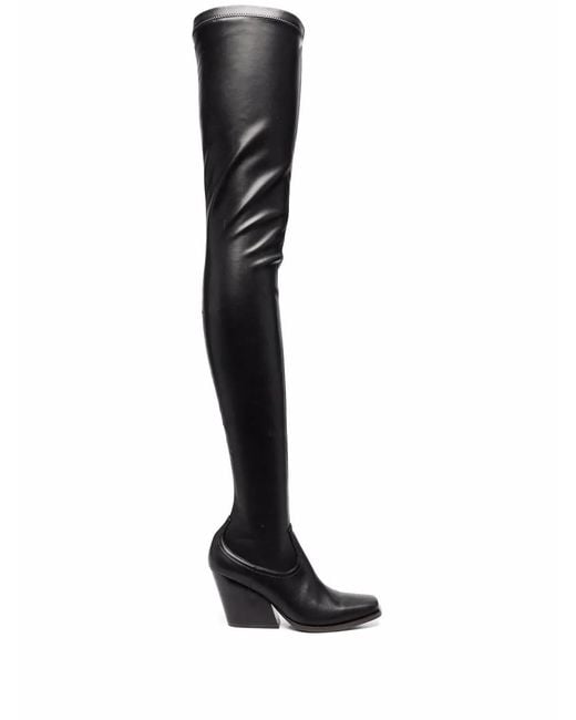 Stella McCartney Black Cowboy Stretch Thigh-High Boots
