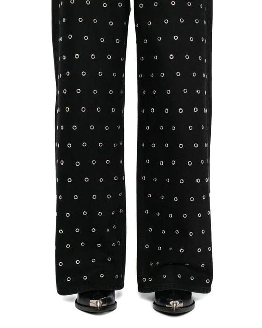 Monse Black Eyelet-Embellished Jeans