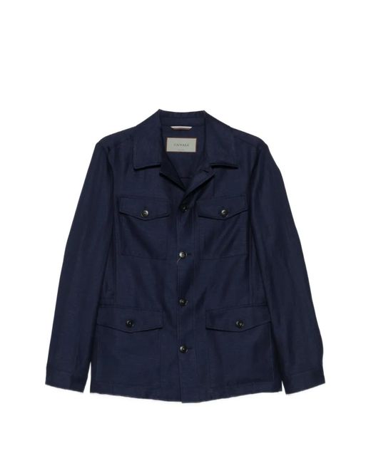 Canali Blue Veste Zippée À Design Multi-Poches for men