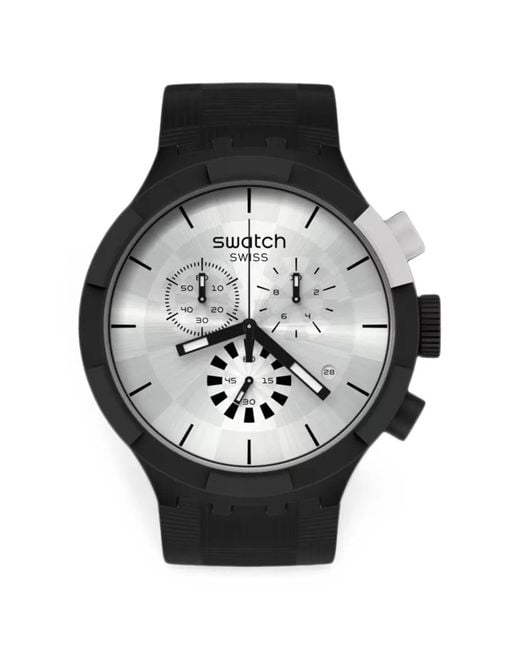 Swatch Black Chequered 47Mm Watch for men