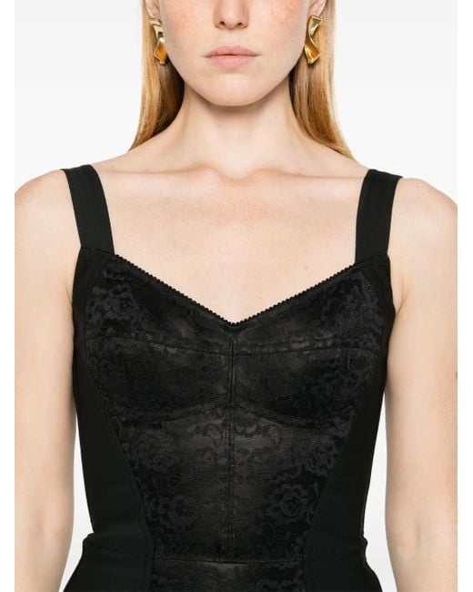 Dolce & Gabbana Black Floral-Lace Detail Dress