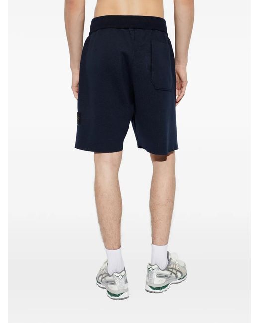 Stone Island Blue Short À Patch Logo for men