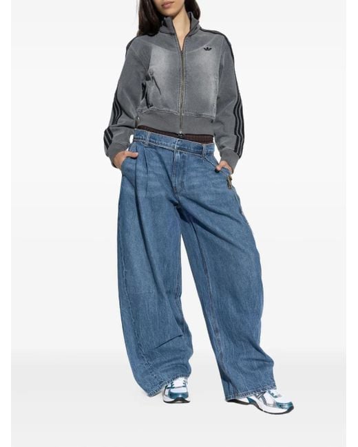 Adidas Gray 3-Stripe Denim Jacket