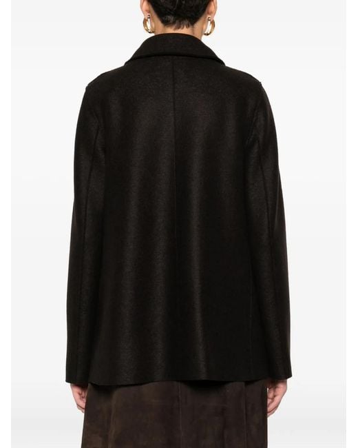 Harris Wharf London Black Double-Breasted Wool Coat