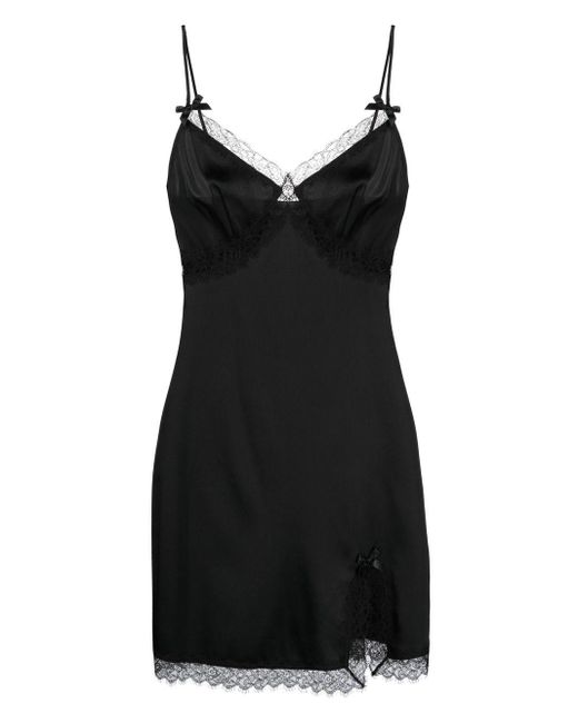 Agent Provocateur Silk Lace-trimmed Nightdress in Black | Lyst