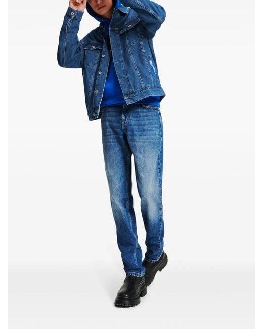 Karl Lagerfeld Blue Logo-Patch Denim Jacket for men
