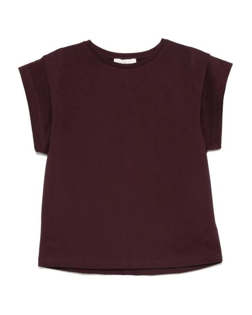 Ba&sh Purple Pio Capped-Sleeve Cotton T-Shirt