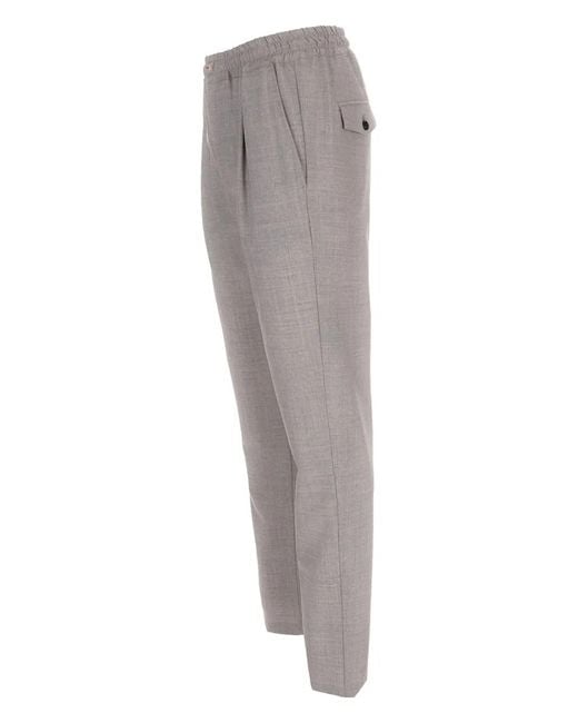 Eleventy Gray Button Pleat Trousers for men