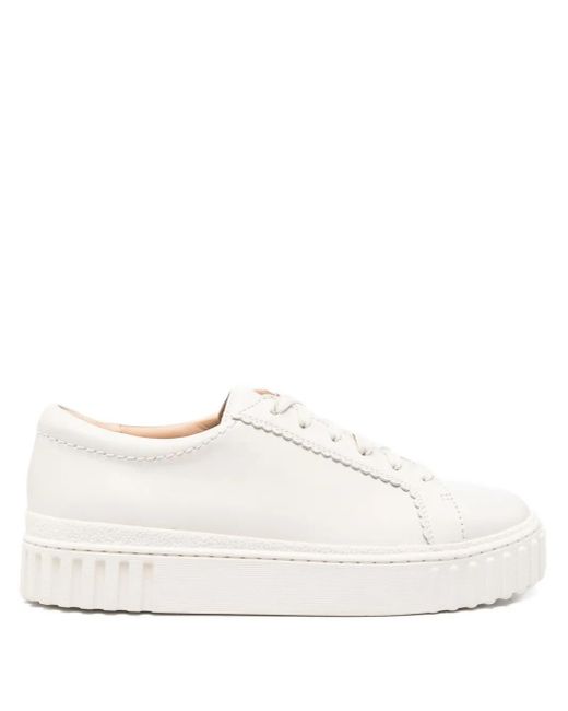 Clarks White Mayhill Lace-Up Platform Sneakers