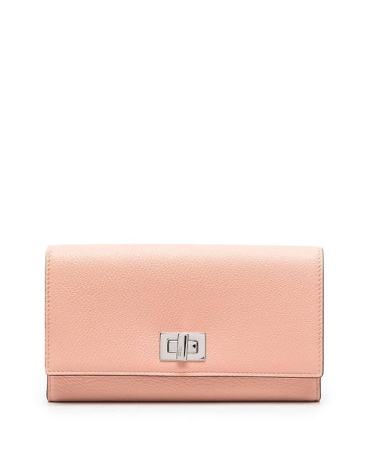 Fendi Pink Twist-lock Leather Wallet